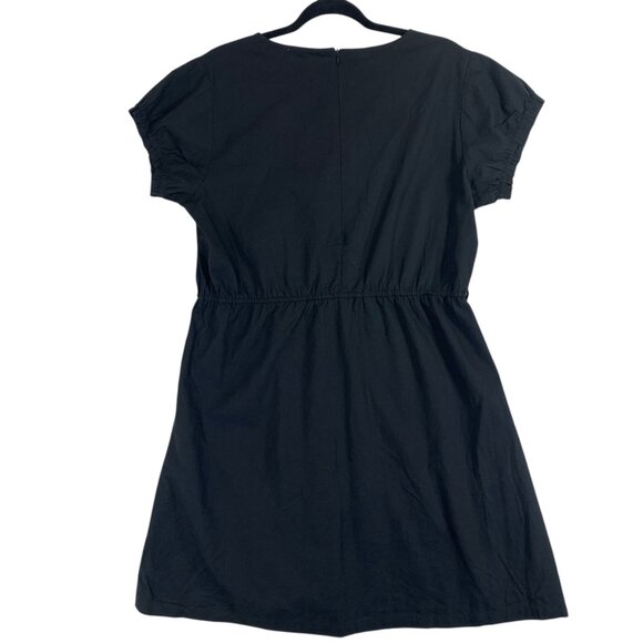 simple  cotton short sleeve black dress elastic wait sz LG San Francisco - Picture 7 of 16